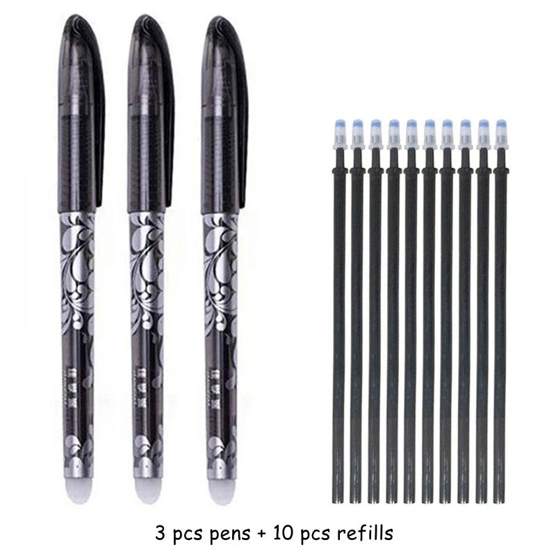 3-28 шт. стираемая ручка, 0,5 мм, сменный стержень, моющаяся ручка, синие/черные чернила, гелевая ручка для школы, офиса, письменные принадлежности, канцелярские принадлежности