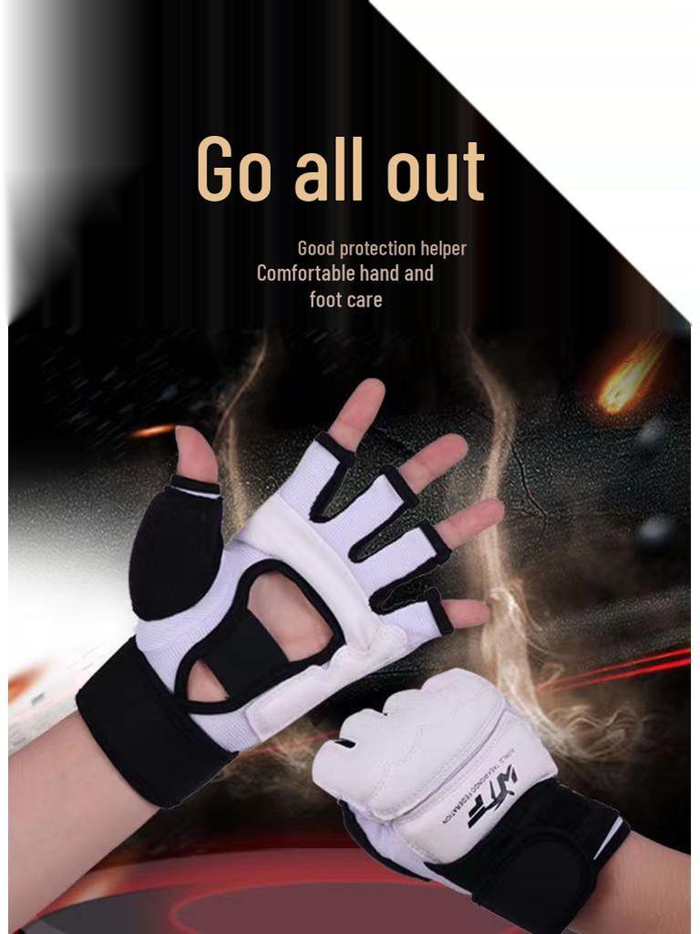 Taekwondo Protective Gear: Hand & Foot Protectors, Half-Finger Boxing Gloves for Adults & Children