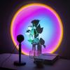 RGB Проектор Заката, Радужная Атмосферная Лампа 16 Цветов для Стены Спальни, Декоративное Освещение для Настроения на Вечеринки, Домашний Декор