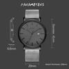 Watch Simple Waterproof Analog Popular Watch Brand Stylish Milanese Mesh Belt Gray Black Watch [BUREI] Men's Men's