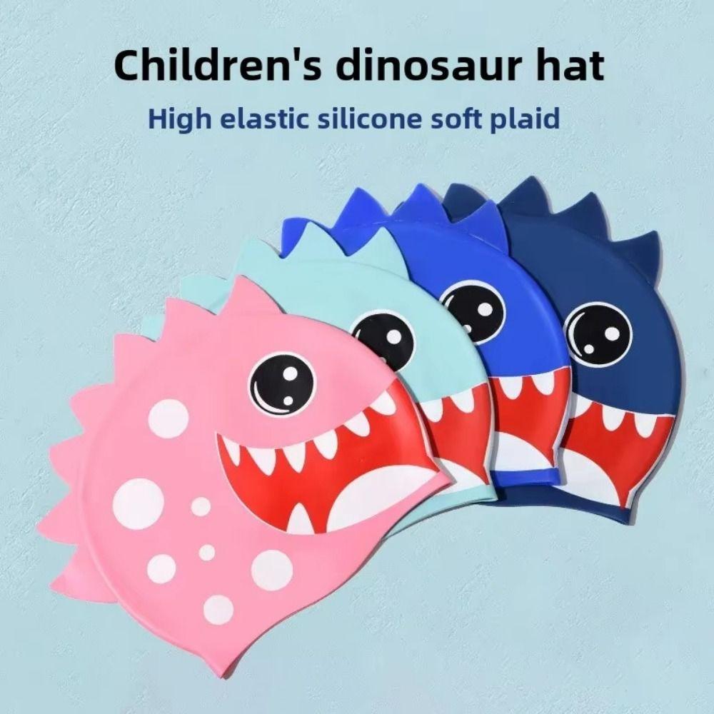 Waterproof Silicone Swimming Hat Shark Printed Swimming Cap Children's Swimming Cap Water Sports