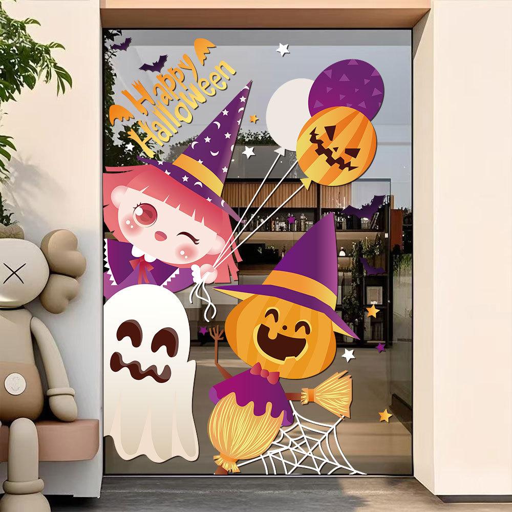 Halloween glass sticker cartoon ghost store decoration door sticker shopping mall window atmosphere layout window sticker