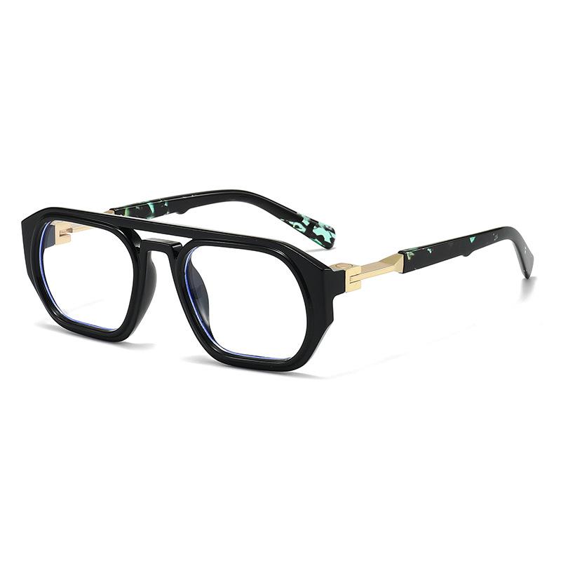 New fashion retro double beam multilateral glasses frame flat mirror men's personality punk wear fashion glasses women