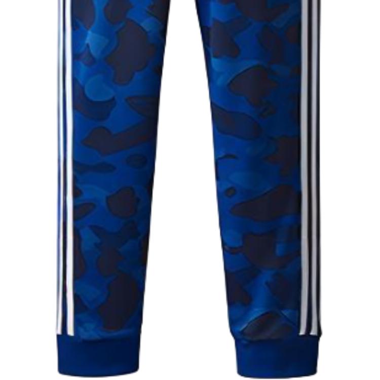 Bape Adidas Adicolor камуфляжные полосатые спортивные брюки с манжетами для совместной работы, мужские брюки синие BAPE-FW18-007
