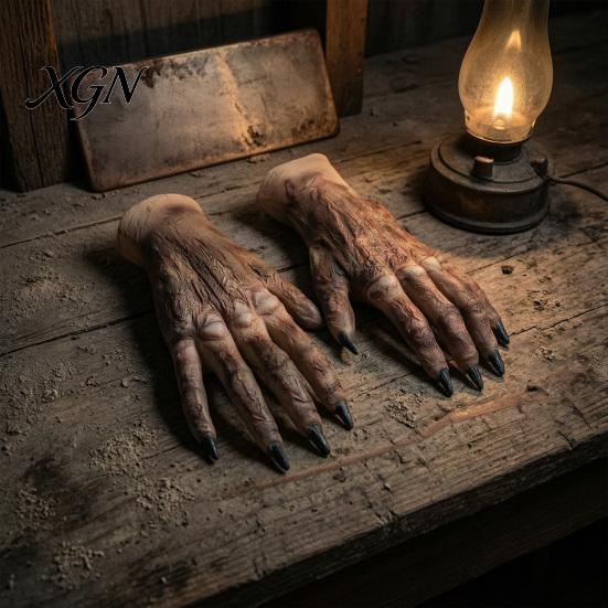 Halloween Costume Accessories 1 Pair Gloves for Adults Kids, Horror Zombie Hands Scary Gloves, Latex Ghost Hand Cosplay Accessory Masquerade