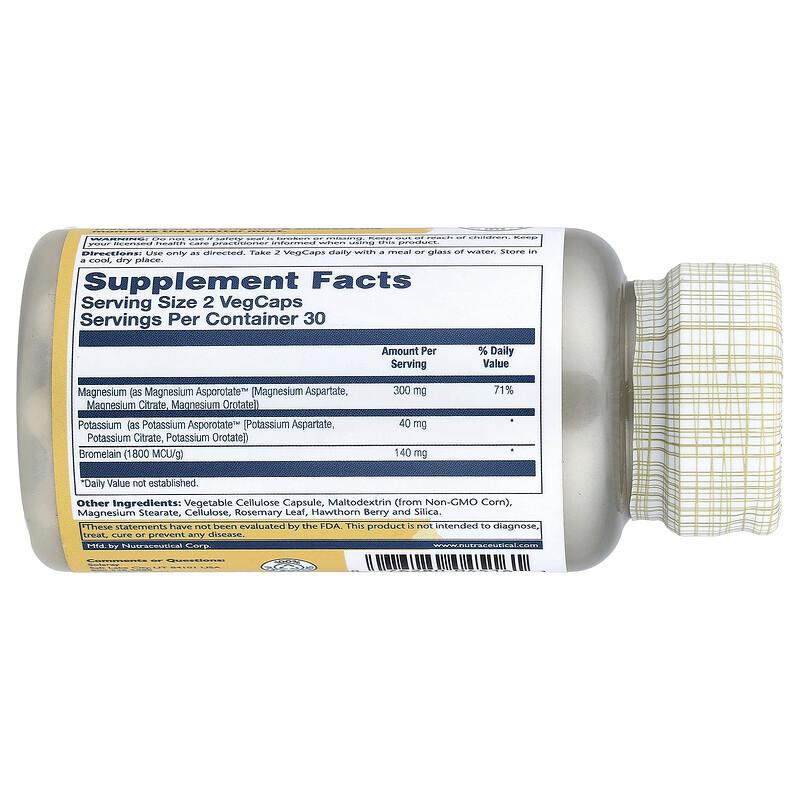 Magnesium, Potassium, Asporotates with Bromelain, 60 Vegcaps