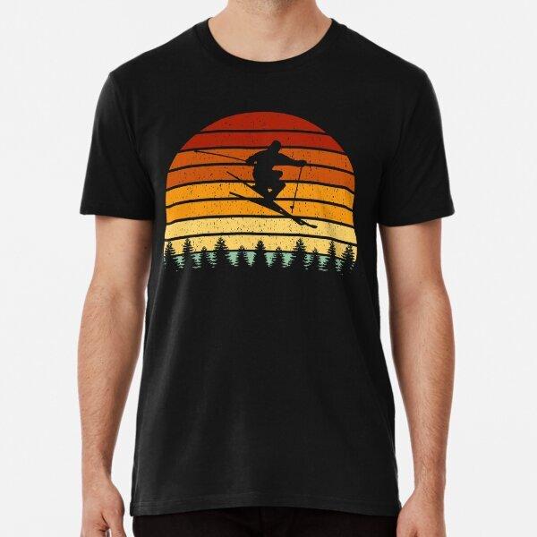 Sunset Skiing Skiers Vintage T-Shirt
