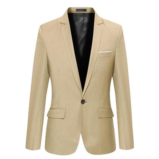 Мужская мода Slim Fit формальный костюм на одной пуговице пиджак пальто куртка верхняя одежда топ