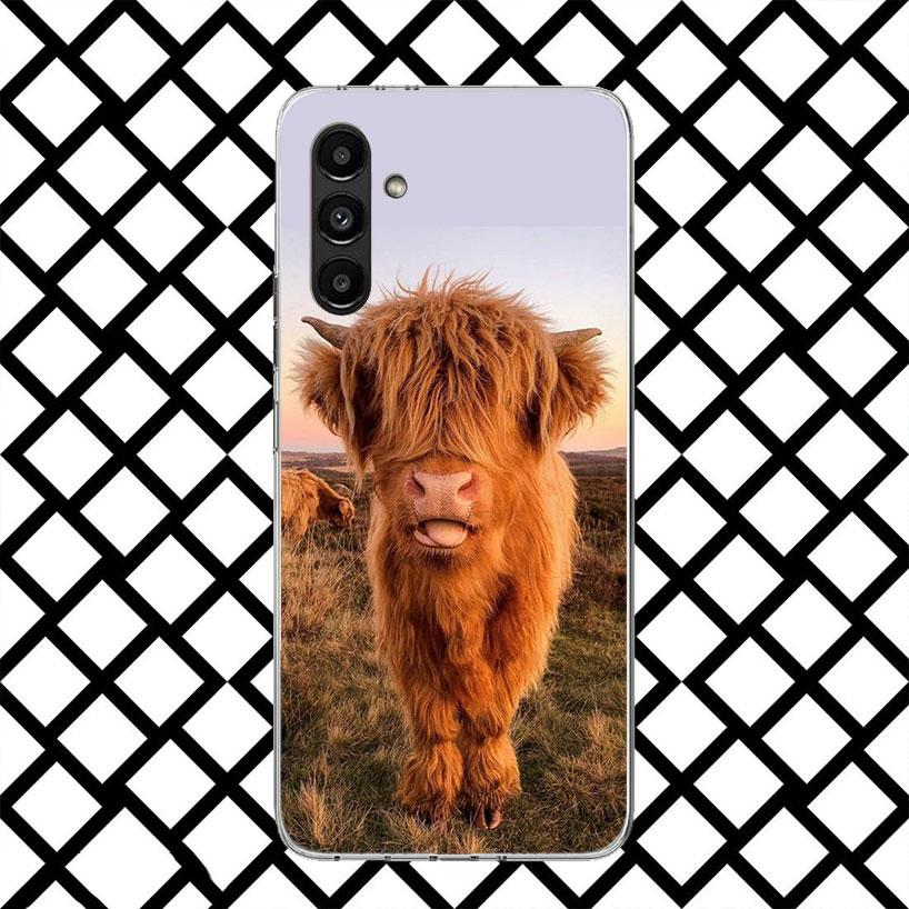 Cute Highland Cow Phone Case for Samsung Galaxy A17 A37 A57 A16 A26 A36 A56 A15 A25 A35 A55 A14 A24 A34 A54 A13 A23 A33 A53 Gala