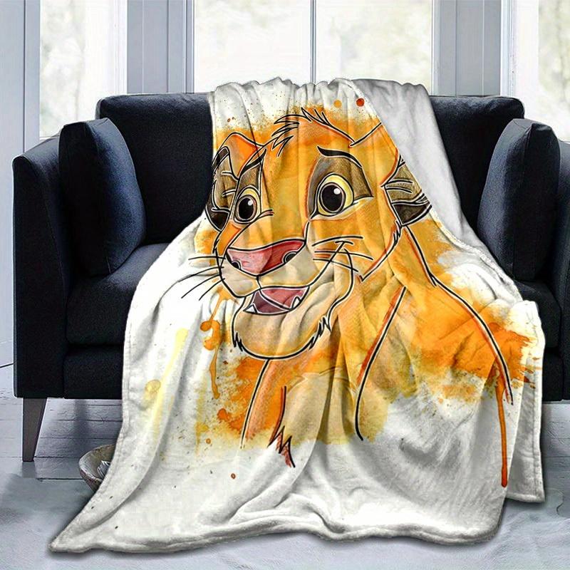 1pc Simba Blanket – Themed Soft Flannel Throw Blanket, Versatile & Cozy for Bedroom, Living Room, Travel, Camping, Car Blankets, Beach, Office Naps, M