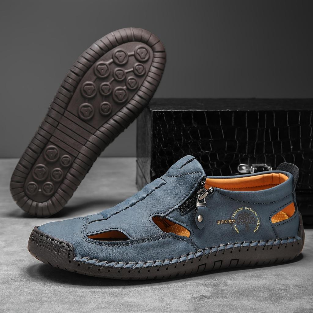 Удобные дышащие однотонные сандалии Slip On - мужская нескользящая прочная пляжная обувь для активного отдыха на природе