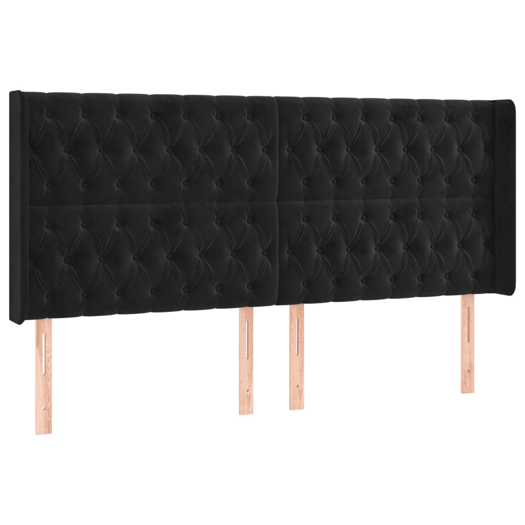 Vidaxl Zagłówek Do Łóżka Z Led, Czarny, 203X16X118/128 Cm, Aksamit