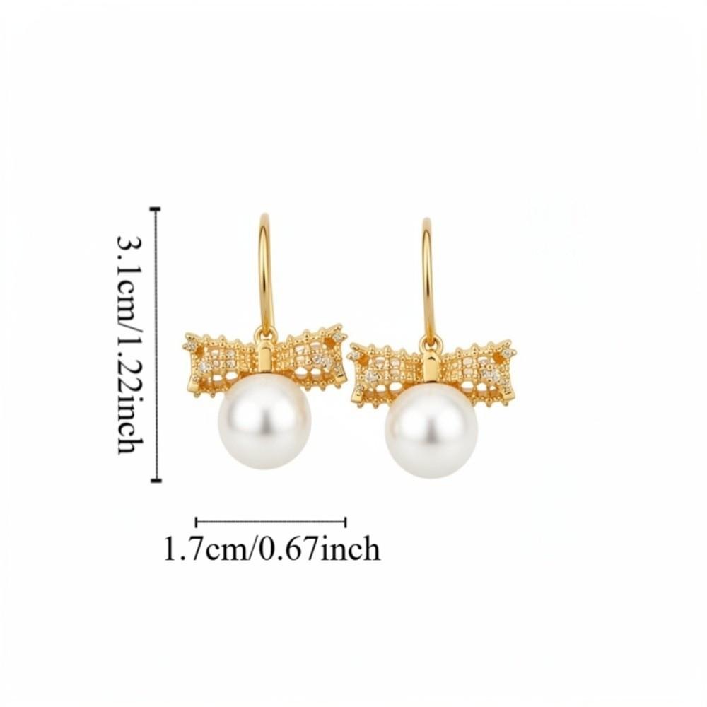 Shell Beads Bow Pearl Long Earrings Wedding Bride Ear Hook Exquisite Drop Earrings Female