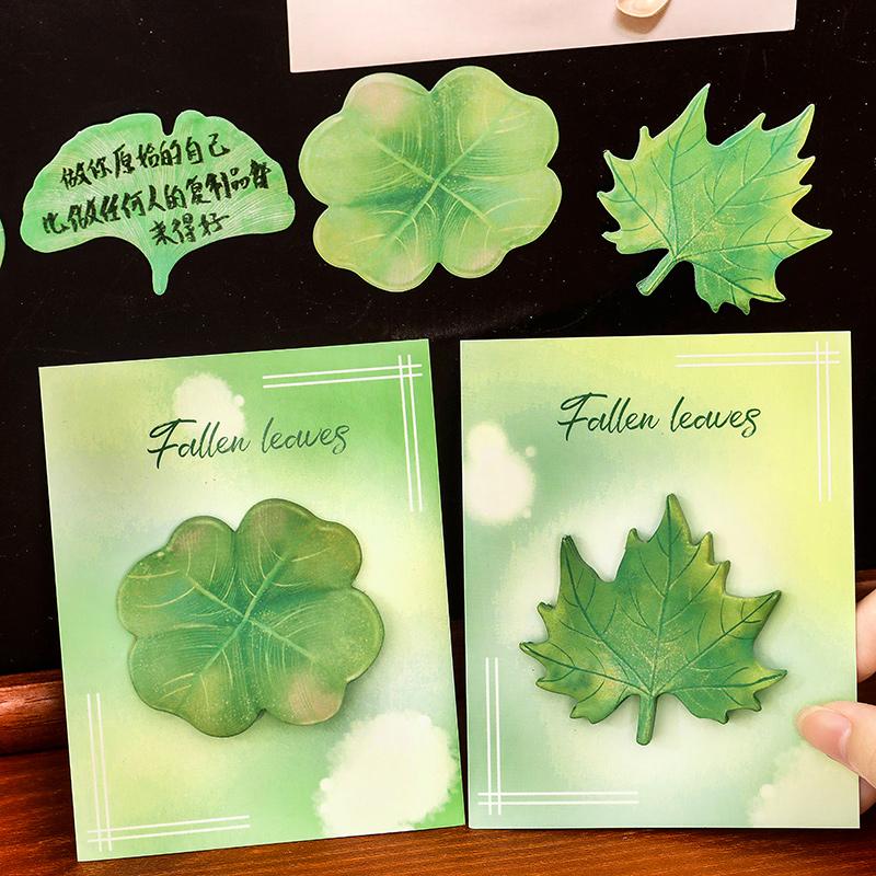 30 листов Блокноты для заметок с зелеными листьями Простые наклейки для скрапбукинга Школьные принадлежности Почтовые самоклеящиеся заметки Офисная канцелярия