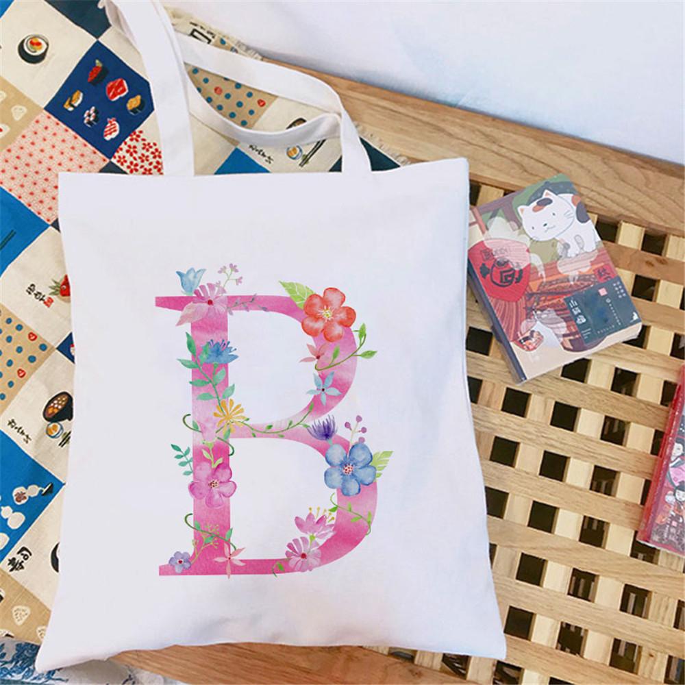 Женская холщовая сумка-шоппер Классический принт 26 букв английского алфавита Белая студенческая сумка-тоут Сумка-шоппер на плечо женская Сумка-тоут Харадзюку