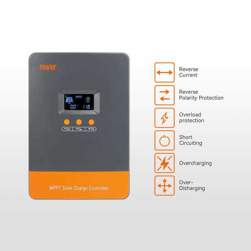 PowMr 80A 100A MPPT Контроллер заряда солнечных батарей 12В/24В/36В/48В Автоматический Макс. Солнечный PV 160В Регулятор Поддерживает до 12 единиц параллельно
