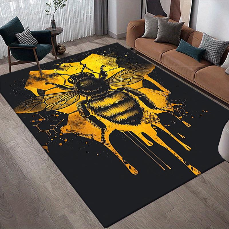1pc Bees and honeycombs Print, Design Area Rug - Soft, Anti-Slip, and Durable Gaming Room Decor for Bedroom, Living Room