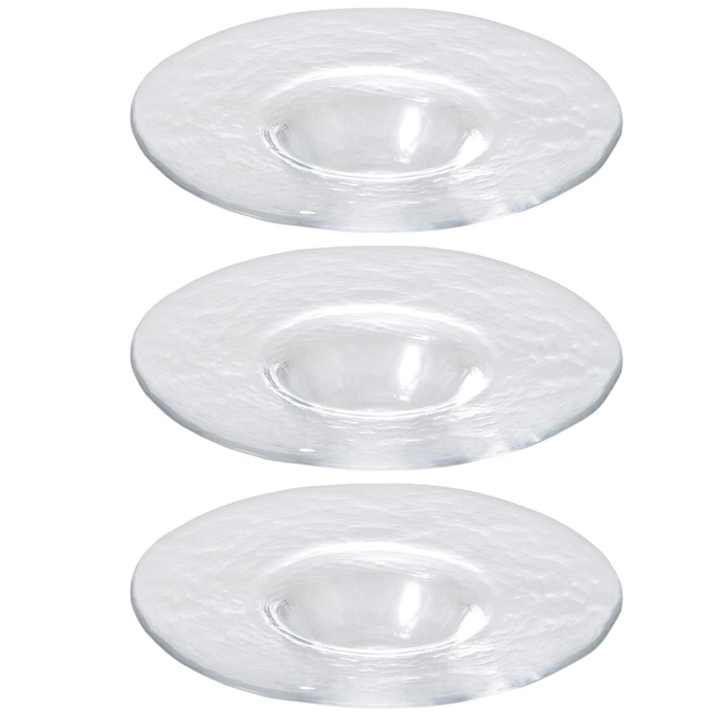 Toyo Sasaki Glass Orbit Rimmed Bowl Plates, 176mm, Set of 3, Made In Japan, Large Round Plates, Glass Dishes, Tableware, 46158