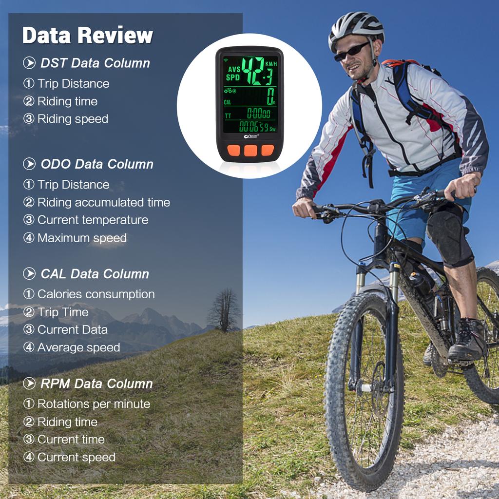 Bicycle Cycling Computer Wireless Digital Bike Speedometer Odometer with Rechargeable Battery
