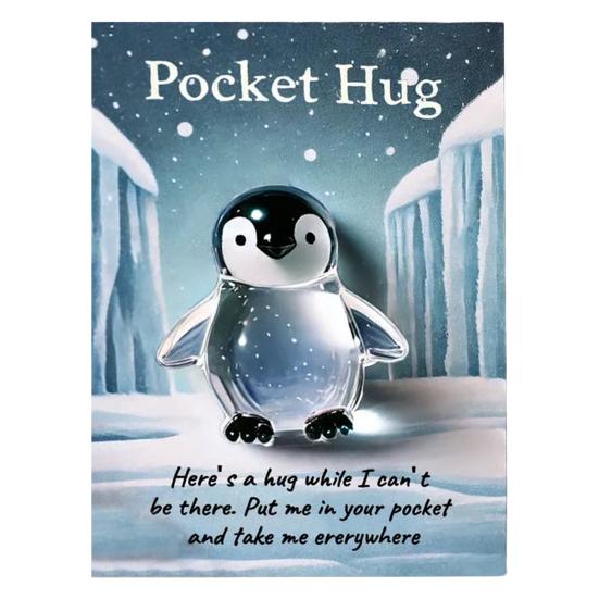 Pocket Hug Turtle Emotional Support Animal with Pocket Hug Card Positive Mini Penguin Elephant Gift for Friends Kids Coworkers