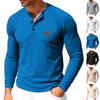 Men's American Casual Waffle Knit Henley T Shirt, Long Sleeve Raglan Button Quick Dry Thin Top for Spring Autumn