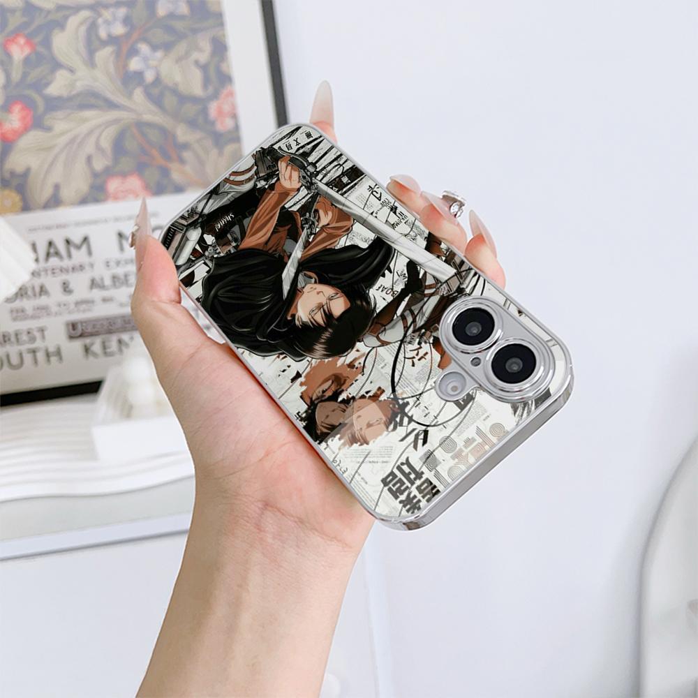 Чехол для телефона N174 с изображением японского аниме «Атака титанов» для iPhone 16, 15, Pro, Samsung S24, S23, A54, A35, Redmi Note13 Pro, с покрытием из закаленного стекла