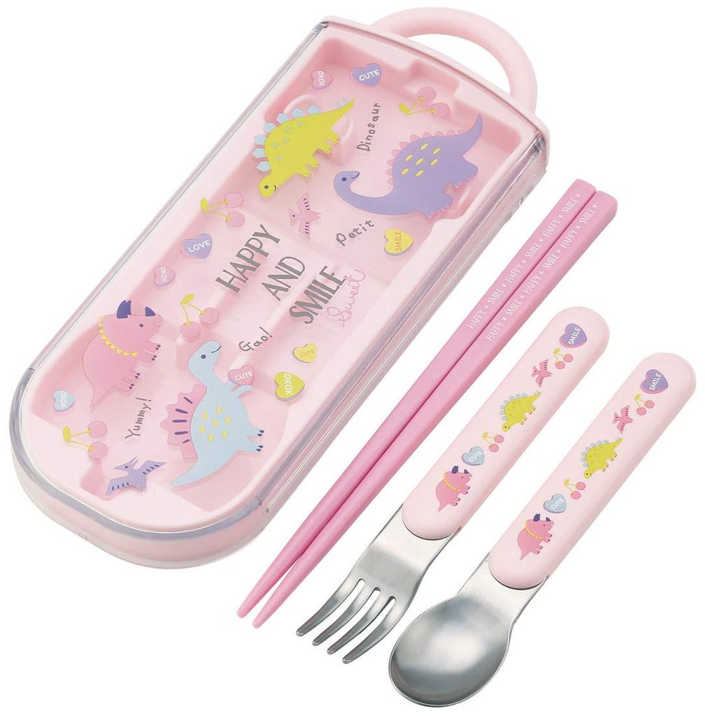 Skater Antibacterial Slide Trio Set Lunch Box Chopsticks Spoon Fork Happy Smile Girls Made In Japan Children's & TACC2AG-A