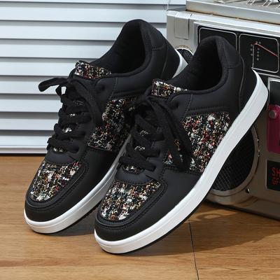 Модные кроссовки высшего качества Женские спортивные туфли для катания на коньках 35~45 Лоскутные кеды для скейтборда на платформе Модная блестящая женская повседневная обувь