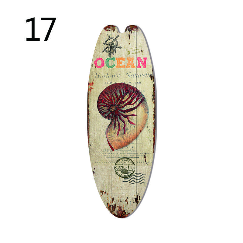 1PC Sea Surfboard Summer Beach Ocean Theme Decorative Wooden Printed Welcome Door Sign Home Board Vintage