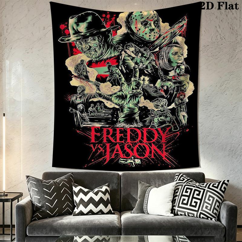Freddy Vs Jason Horror Icons Tapestry Tapestry Wallmounted Fashion Print Background Wall Hanging Cloth Home Decor Homestay Soft Decoration Tapestry