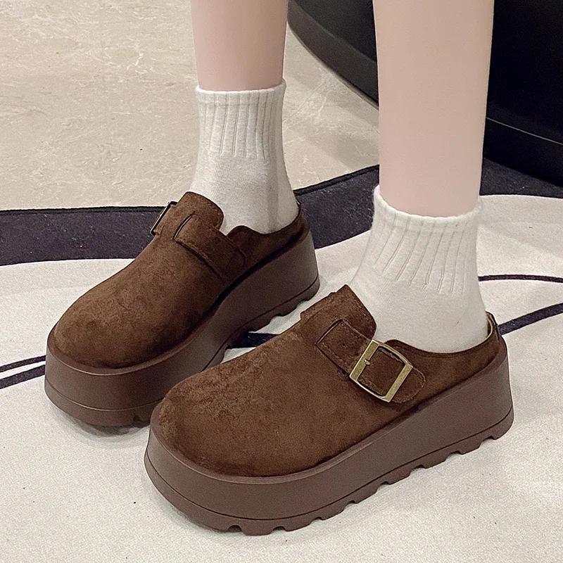 Женские классические туфли на платформе, новые дизайнерские брендовые кроссовки, увеличивающие рост на 6 см, замшевые мокасины на плоской подошве, высокие каблуки