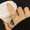 925 Silver Plated Gold Irregular Hollow Opening Ring Women's Shiny Zircon Geometric Ring Fashion Simple Party Jewelry Gift