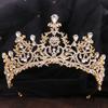 DIEZI New Baroque Korean Gold Color Crown Hair Accessories Luxury Crystal Tiara For Women Wedding Headdress Bridal Hair Zircon