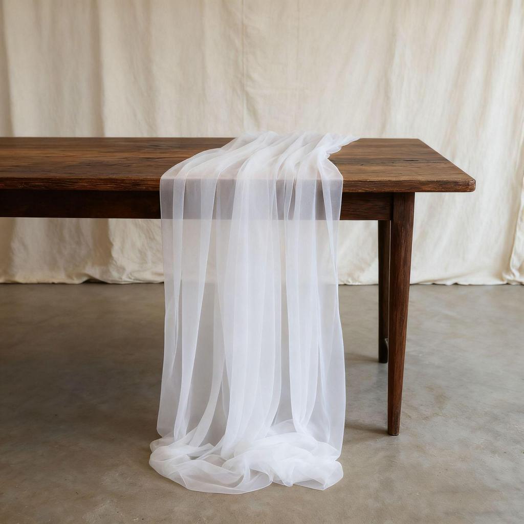 Nordic Wedding Voile Table Runner: Solid Chiffon Crepe Decoration for Dining and Parties