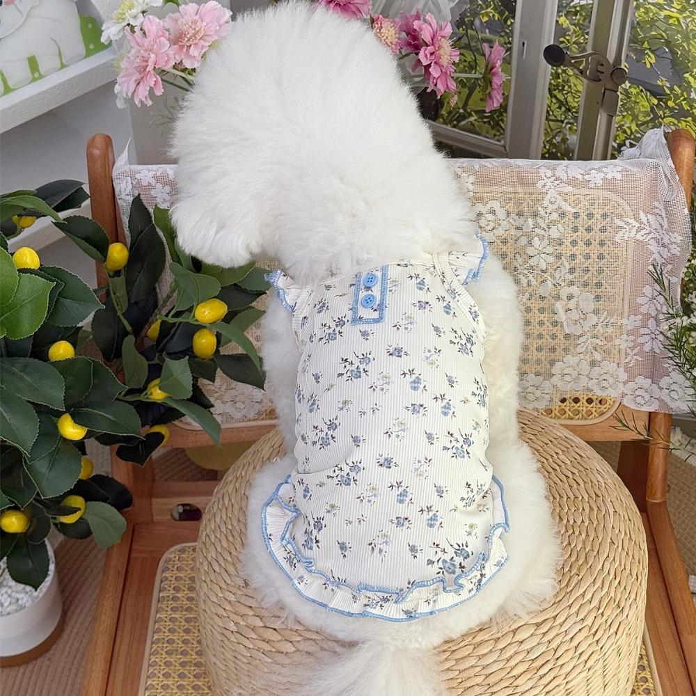 Pet Costumes Summer Thin Pet Floral Dress Comfortable Sleeveless Dog Skirt Breathable Puppy Sweatshirt Pet Supplies