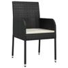 319887 vidaXL Garden Chairs 4 Pcs with Cushions Woven Resin Black