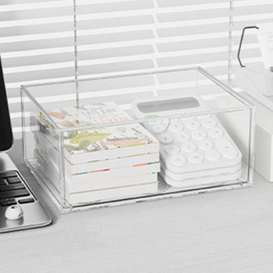 Акриловый Органайзер для Хранения Прозрачный Органайзер с Выдвижными Ящиками Пылезащитный Органайзер для Косметики Очки Чай Кофе Канцелярские Принадлежности Настольный Контейнер для Хранения