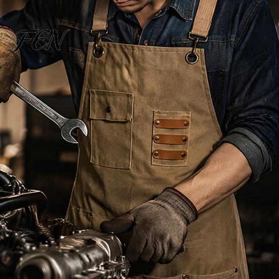 Carpenter Apron with Pockets Work & Tool Strap, Heavy Duty for Waterproof Utility Woodworking Gardening Mechanical Repair, Men Women