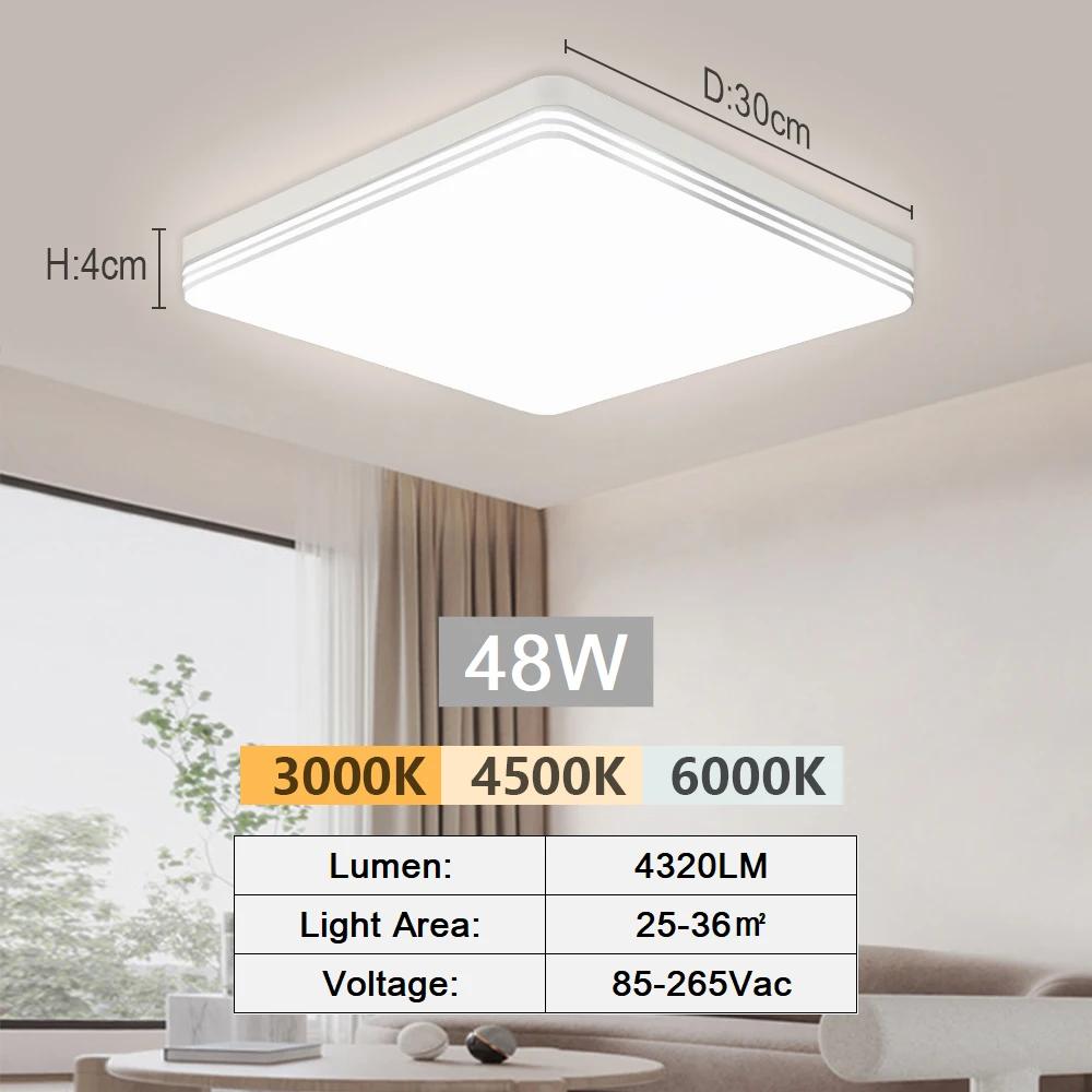 Современный потолочный светильник, квадратная светодиодная потолочная панель, светильники для спальни, 48 Вт, 36 Вт, 24 Вт, 18 Вт, внутренние проходные светильники для освещения кухни