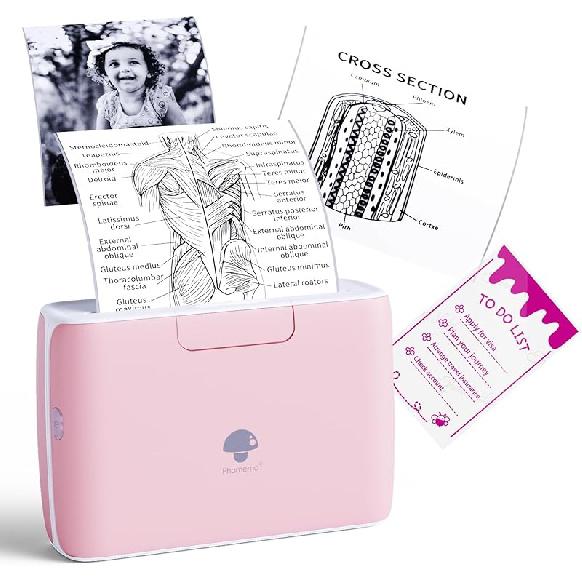 Phomemo 4-дюймовый портативный термопринтер Printpods - Bluetooth-принтер без чернил, поддержка ширины печати 2/3/4 дюйма, 300 dpi, совместим с телефонами,