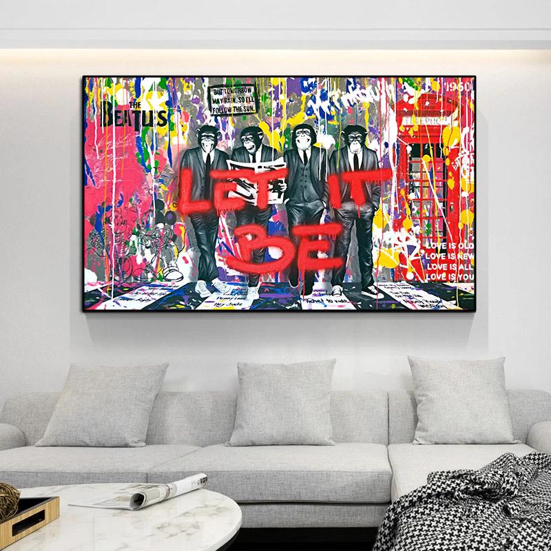 Graffiti Paintings Street Art Animal Monkey Gorilla Canvas Painting Wall Art Poster Prints Home Decoration Picture For Bedroom