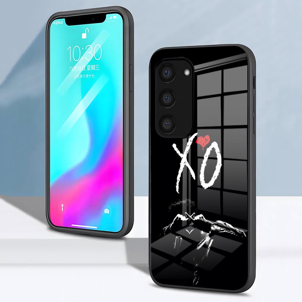 Чехол для телефона W-Weeknd XO Singer для Samsung S26 S25 S24 FE S23 S22 S21 Plus S20 Ultra Note20Ultra Черная стеклянная крышка