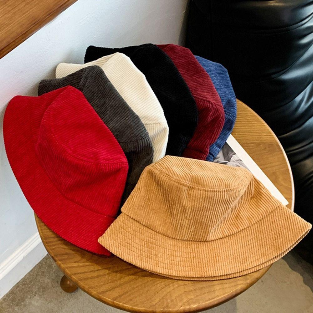 Corduroy Bucket Hat Soft Panama Hat Outdoor Sun Cap Men Women