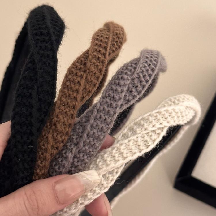 French Style Knitted Hairband Simple Headband Face Washing Hairhoop for Women