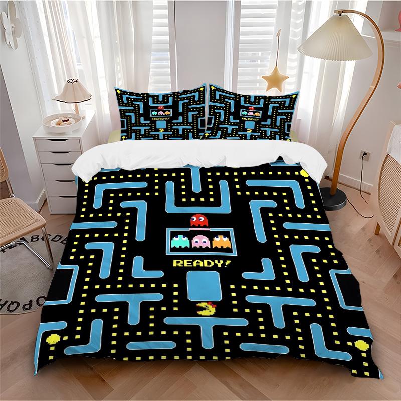 Pacman Classic Gameplay Print 3Pcs Bedding Setduvet Cover With 2 Bedropillowcase Home Birthday Gift