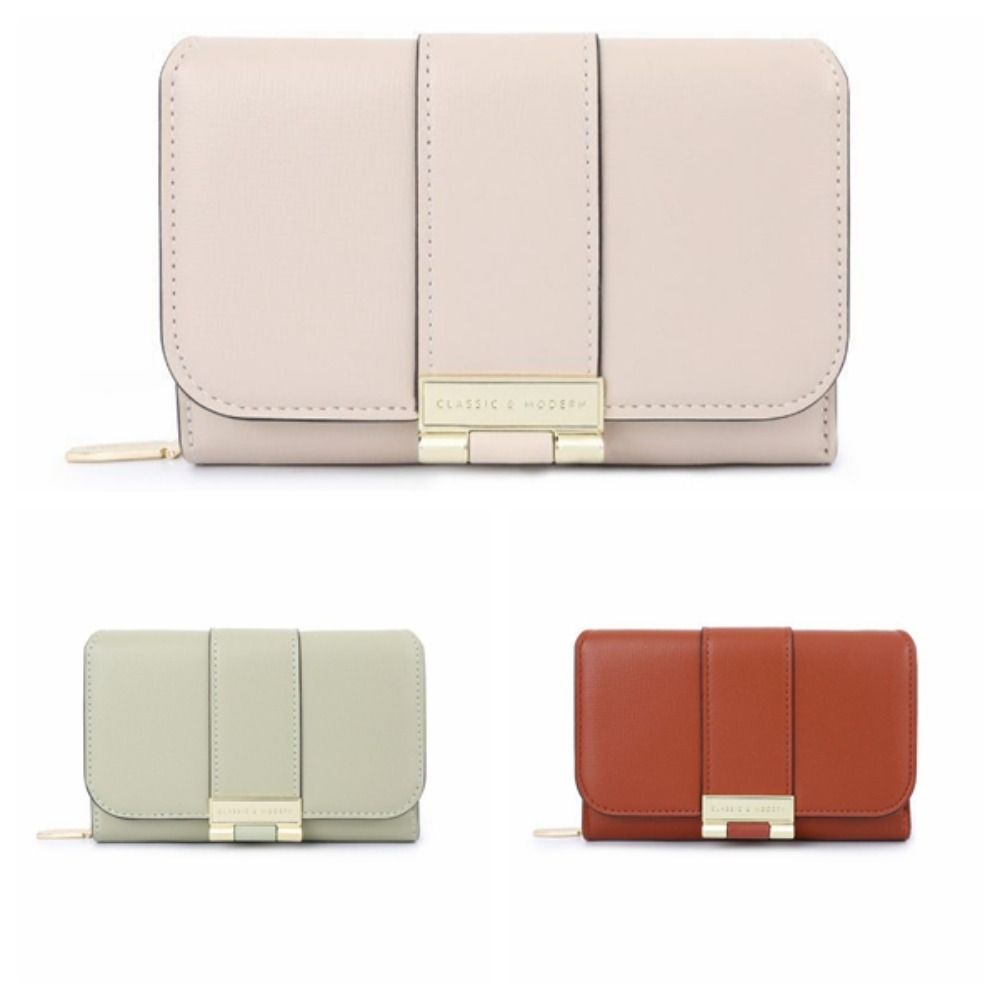 Складной короткий кошелек из ПУ кожи на молнии, женский держатель для карт, водонепроницаемый кошелек-трифолд, подарок