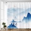 3D Китайская Живопись Занавеска для Душа Эстетическая Абстрактная Креативная Тушь Пейзаж Декор для Ванной Комнаты Набор Занавесок для Ванной с Крючком