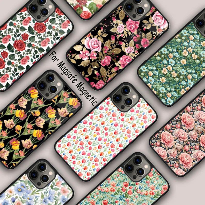 Цветочный Шик Розы Тюльпаны Сад Магнитный Чехол для Телефона ДЛЯ APPLE iPhone 17 Air 16 14 13 12 Pro Max 15 Plus С Крышкой MagSafe