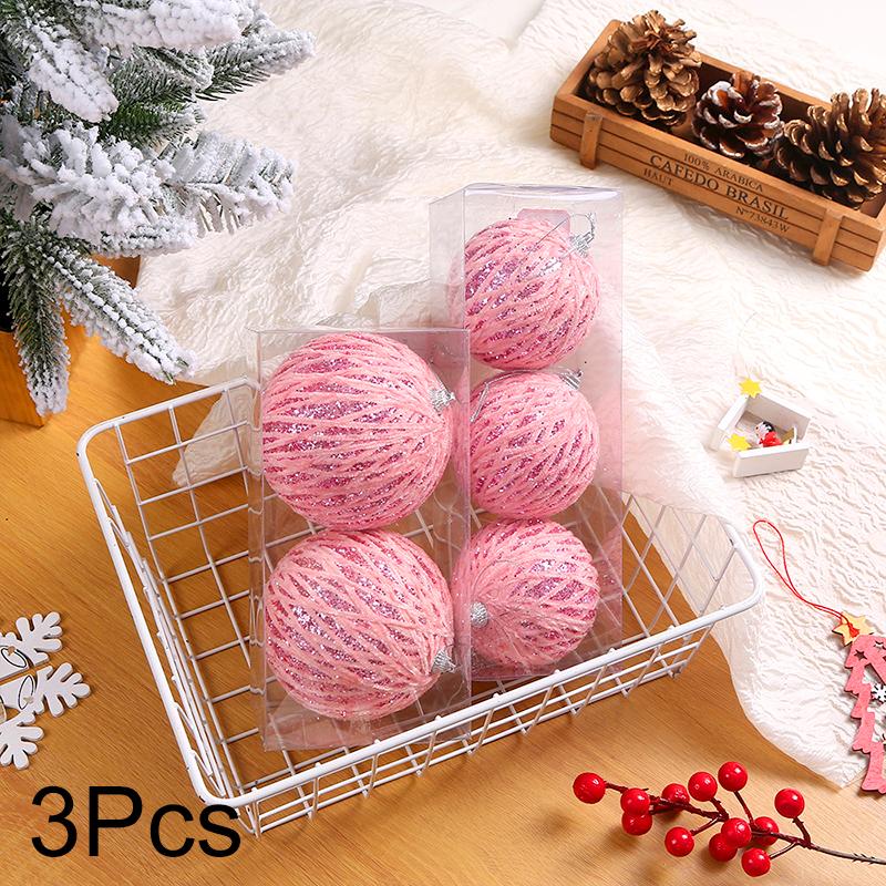 3Pcs Fashion Xmas Tree Ornaments Foam Ball Christmas Decor Hanging Pendant Sequins Ball Party Decor