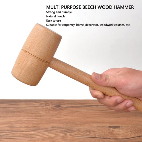 Comfortable Round Head High-Hardness Mallet, Beech Wood Hammer for Woodworking, Wood Carving, and Leathercraft, DIY Carpentry Tool for Woodworking Ent